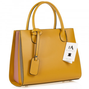 Geanta dama din piele naturala DiAmanti Franca Giallo Scuro Fall Winter